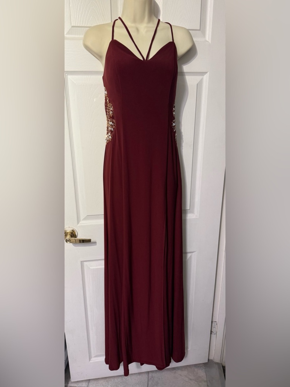 B Darlin vintage cut out sequin sides maxi dress size 13/14